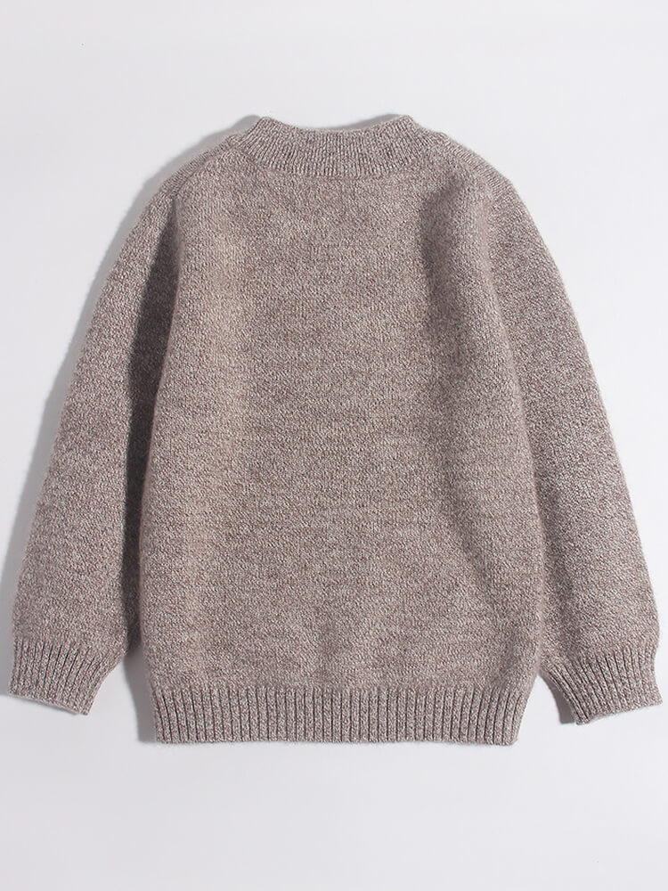 Kids Brown Husky Dog Knit Pattern Cashmere Pullover Sweater